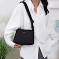 Miniatyrbillede 2 af 4: Sort Oxford Cloth Crossbody-taske til hverdagsbrug Sort
