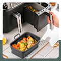 Miniatyrbillede 5 af 6: Sammenklappelig firkantet Air Fryer silikoneform 19,5x12,7x7 cm Sort