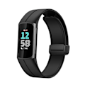 Miniatyrbillede 1 af 3: Silikone urrem med magnetisk lukning til Fitbit Charge 5/6 Sort