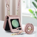 Miniatyrbillede 8 af 9: Stilfuldt pink kortholder foldetui til Samsung Galaxy Z Flip 5