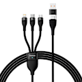 Miniatyrbild 2 av 10: 3-i-1 USB-kabel Baseus Flash Series 2, USB-C + micro USB + Lightning, 100W, 1,2m (svart)