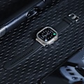 Miniatyrbillede 6 af 8: Orange silikone urrem til Apple Watch (sølvstik) Sort