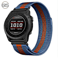Miniatyrbillede 1 af 4: Garmin Fenix 7X Pro/Fenix 58 Metal Urrem Quick Release Milanese Rustfrit Stål Blå 26 mm