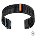 Miniatyrbild 2 av 2: Nylon klockarmband för Garmin Fenix 8/5/6/7X Pro/Epix 935/965 Svart + ljusgrå 22 mm