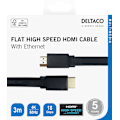 Pikkukuva 1 / 2: Flat High Speed with Ethernet HDMI cable, 3m, black