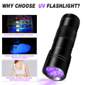 Miniatyrbillede 6 af 6: INF UV lommelygte med 12 LED'er 395 nm Sort