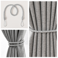 Set med 2 gardinkrokar, vävda gardinhållare Grey Grey