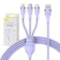 Miniatyrbillede 1 af 7: 3-i-1 USB-kabel Baseus Flash II Series, USB-C + micro USB + Lightning, 66W, 1,2m (lilla)