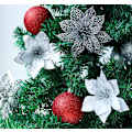 Miniatyrbild 2 av 5: Julrosor konstgjorda blommor juldekoration 12-pack Vit/silver