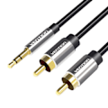 Miniatyrbillede 1 af 2: Kabellyd 2xRCA til 3,5 mm Ventilation BCFBD 0,5 m (sort)