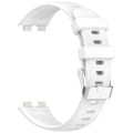 Pikkukuva 2 / 4: Pehmeä silikoninen ranneke Huawei Band 10/9/8:lle (metallilukolla) Valkoinen