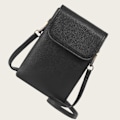 Miniatyrbillede 3 af 4: Kvinders Crossbody-telefontaske, PU-læder etui til multikortslot Sort