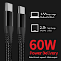 Pikkukuva 2 / 3: Type-c PD-pikalatausdatakaapeli, USB C - USB C -kaapeli Musta