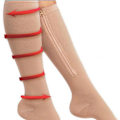 Pikkukuva 5 / 6: Kompressiosukat vetoketjulla ja avoimella kärjellä nylon/spandex beigeä kokoa S/M 1 pari