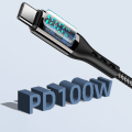 Miniatyrbild 2 av 3: 2-pack PD100W flätad datakabel typ-C till typ-C digital display Svart 1M