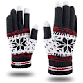 Miniatyrbild 5 av 5: Snowflake Printing Touchscreen Fingrar Handskar, marinsvarta