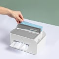 Miniatyrbild 4 av 5: Facial Tissue Box rektangulär, med fjärrkontrollhållare, vit