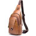 Miniatyrbild 1 av 7: Axelremsväska i läder Crossbody Herr Dam Resor Utomhussporter, Ryggsäck