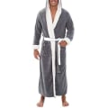 Miniatyrbild 5 av 5: Morgonrock för män Tjock Fleece Varm Hoody Wrap Robe Sovkläder Black L