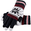 Miniatyrbild 3 av 5: Snowflake Printing Touchscreen Fingrar Handskar, marinsvarta