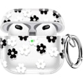 Miniatyrbild 1 av 5: Tillämpligt Air_sPods pro2 case transparent blomma case case all inclusive case Black and white flowers