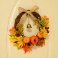 Miniatyrbild 3 av 5: Höstskörd Lönnlöv Pumpa Bell Rotting Ytterdörr Krans Garland Halloween Dekorationer 30cm