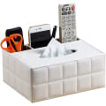 Miniatyrbild 1 av 5: Läder Tissue Box Cover Rektangulär Multifunktion, White Grid