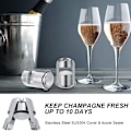 Miniatyrbild 5 av 5: Champagnepropp, noll läckage i fast rostfritt stål mousserande vinhållare med längre tätningspropp