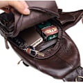 Miniatyrbild 5 av 7: Axelremsväska i läder Crossbody Herr Dam Resor Utomhussporter, Ryggsäck