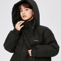 Miniatyrbild 2 av 2: Dunjacka Dam Medium Lång Design Hooded Warm Tjock Coat Black XS