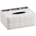 Miniatyrbild 5 av 5: Läder Tissue Box Cover Rektangulär Multifunktion, White Grid