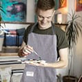 Miniatyrbild 4 av 5: Set med 2 justerbara förkläden Maskintvättbara färgfast förkläde för män Kök för kvinnor Matsal Grå