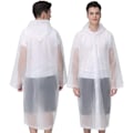 Miniatyrbild 3 av 4: 2-pack vuxen poncho vit, återanvändbar, regnjacka för kvinnor, huva fo
