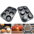 Miniatyrbild 3 av 4: Form silikon, muffinsplåt för 6 muffins, för muffins, muffinsbakplåt - svart