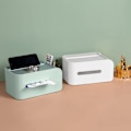 Miniatyrbild 5 av 5: Facial Tissue Box rektangulär, med fjärrkontrollhållare, vit