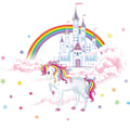 Miniatyrbild 1 av 3: Akvarell tecknad Unicorn Väggdekal Dagis Layout