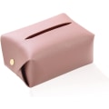Miniatyrbild 2 av 5: PU-läder rektangulär vävnadsboxhållare, 16cm×11cm×8cm, rosa