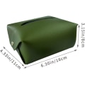 Miniatyrbild 2 av 5: PU-läder rektangulär vävnadsboxhållare, 16cm×11cm×8cm, grön