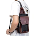 Miniatyrbild 5 av 9: Axelremsväska i läder Crossbody-väska Herr Dam Resor Utomhussporter, Ryggsäckar