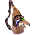 Miniatyrbild 4 av 7: Axelremsväska i läder Crossbody Herr Dam Resor Utomhussporter, Ryggsäck