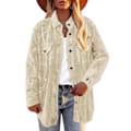 Miniatyrbild 1 av 6: Kvinna Pure Color Fickor Kappa Turn Down Krage Enkelknäppt Lös Fritid Långärmad Kappa Beige M