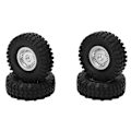 Pikkukuva 1 / 8: 4 kpl 55 mm eturenkaat ja takarenkaat sekä 24 reiän vanteet Axial SCX24 1/24 RC-autolle, hopea