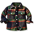 Miniatyrbillede 1 af 3: Flannel Plaid Knappet med Knapper til Drenge og Piger, Varmt Vinterjakke, Størrelse 6-7, Mørkegrøn