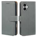 Compatible with iPhone 17 Case, RFID Blocking Wallet, Lychee Textured Leather Case, Magnetic Buckle, Grey Grey Grey