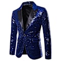 Miniatyrbilde 2 av 4: Sequin luksusfestmiddag Prom Tuxedo Blazerjakke for menn Blå