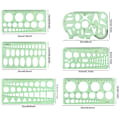 Miniatyrbillede 5 af 8: 9 stk Skabeloner til Tegninger Mål af Geometriske Linjaler Plast Tegnelinjaler til Teknisk Byggeri til at Studere og Designe