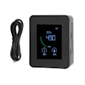 Miniatyrbilde 1 av 8: Kulldioksiddetektor USB-lading TVOC-sensor Halvleder Luftkvalitetsmonitor med temperatur- og fuktighetsmåling Svart