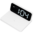Miniatyrbild 2 av 8: Väckarklocka Trådlös laddare Vit USB-utgångsgränssnitt Snabbladdning LED-display Justerbar volym Elektronisk utrustning