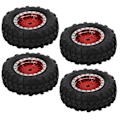 Pikkukuva 8 / 8: 4 kpl RC-auton vanteita, mesh-vanteet ja renkaat, Xiaomi Jimny XMYKC01CM 1/16 kauko-ohjattaville autoille, punaiset