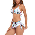Miniatyrbild 3 av 6: 3st Kvinnors Bikini Set Halter String Wrap Top Hög midja Bikinitromlar Set med Cover Up Strandkjol Vit L